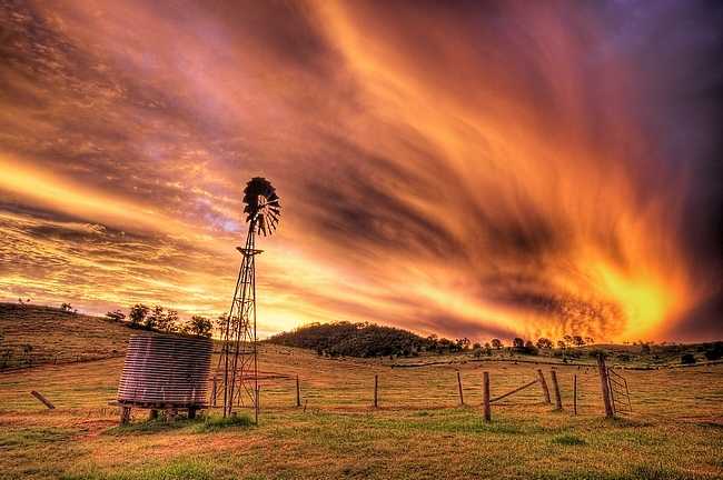 Sunset Skies Over An Australian Farm Wallpaper