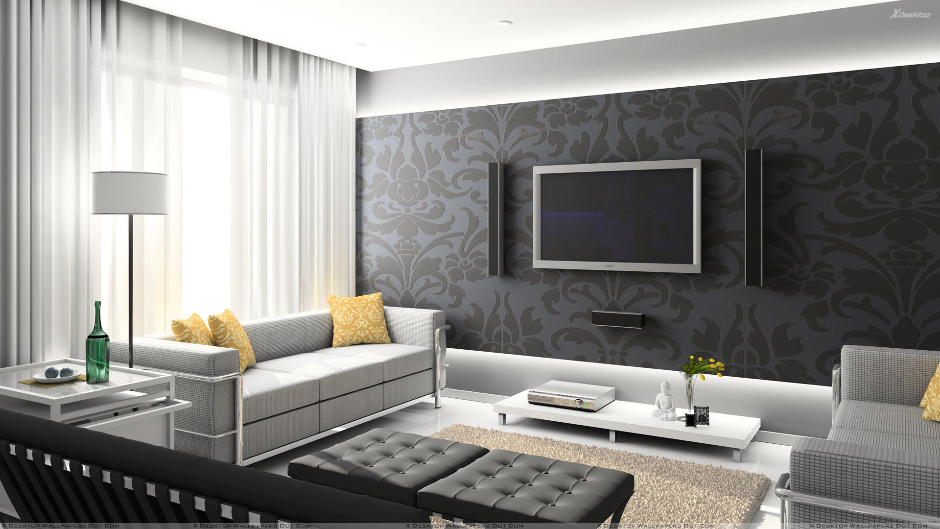 Black Digital Interior And Home Theater Room Wallpaper