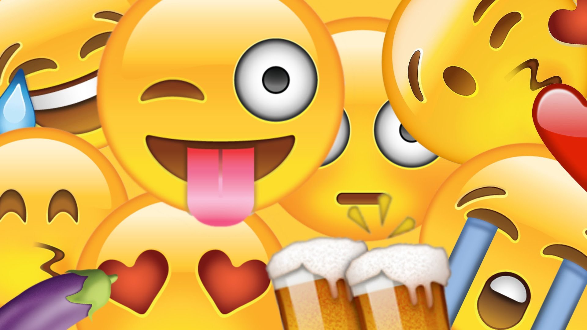 A collage of various emojis expressing different emotions and actions, suitable for use as an HD emoji wallpaper