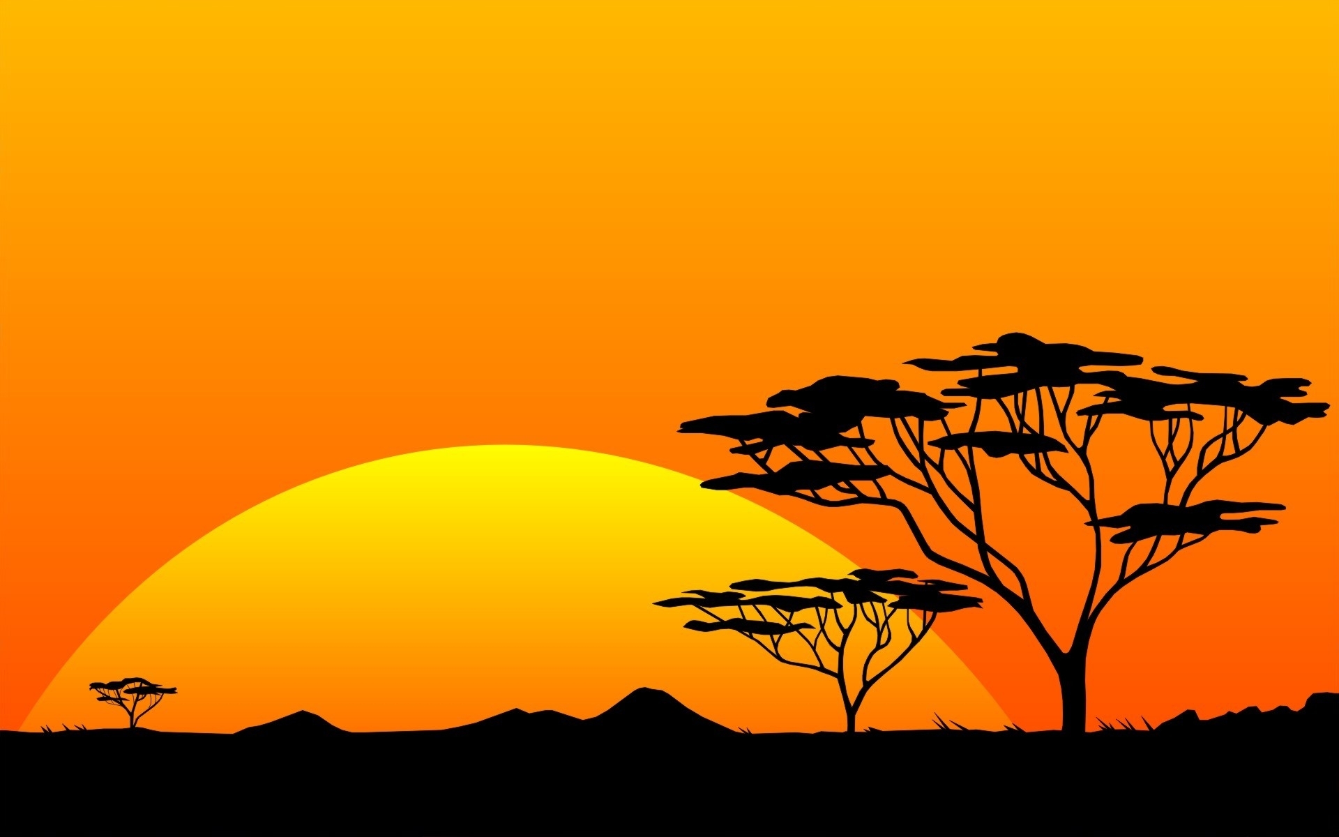 Yellow Sun Orange Sky Africa Wallpaper