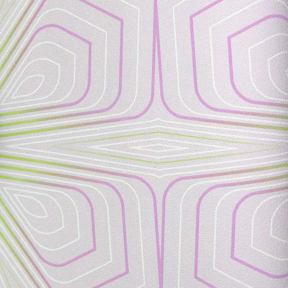 Pink White and Lime Green Geometric KR417 Wallpaper from the Globalo