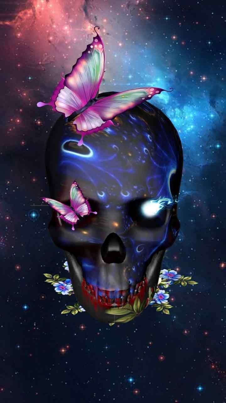 3d Galaxy Skull Butterfly Theme For Android Apk
