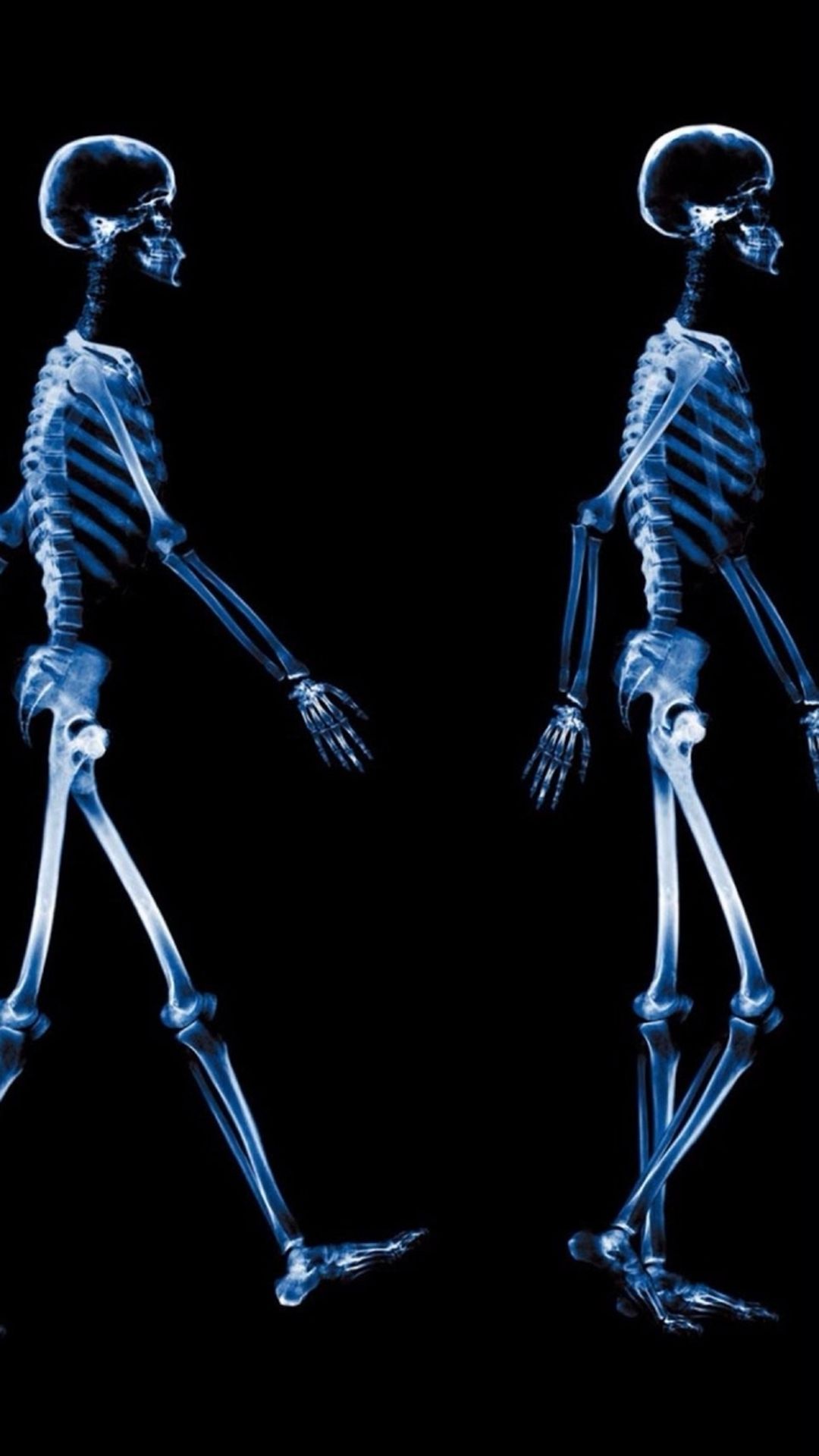 Abstract Xray Walking Human Skeleton Dark iPhone Wallpaper