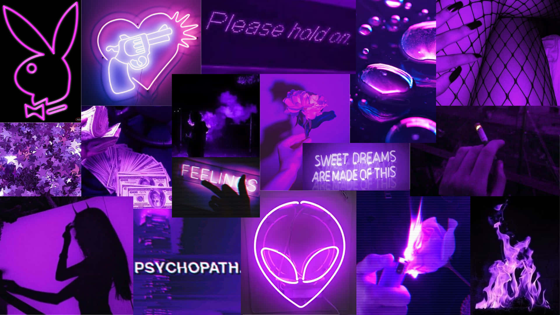 Purple Neon Aesthetic Computer Wallpaper