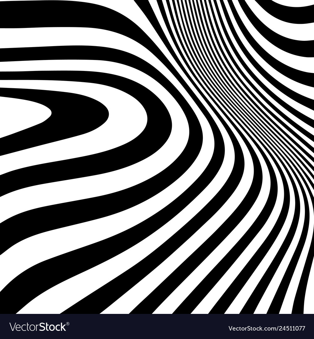 Striped Abstract Wavy Background Black And White Vector Image