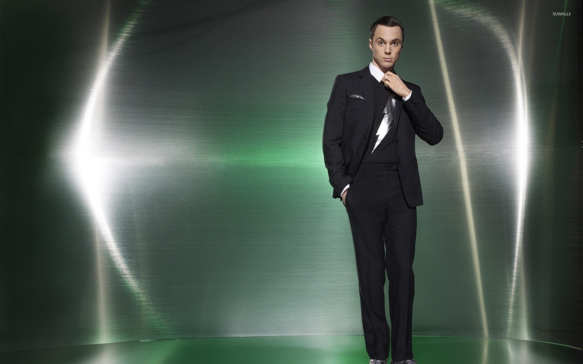 Jim Parsons In A Black Suit And Hand His Pocket Wallpaper