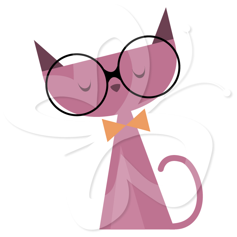 Cats Wearing Glasses Clip Art Whimsical