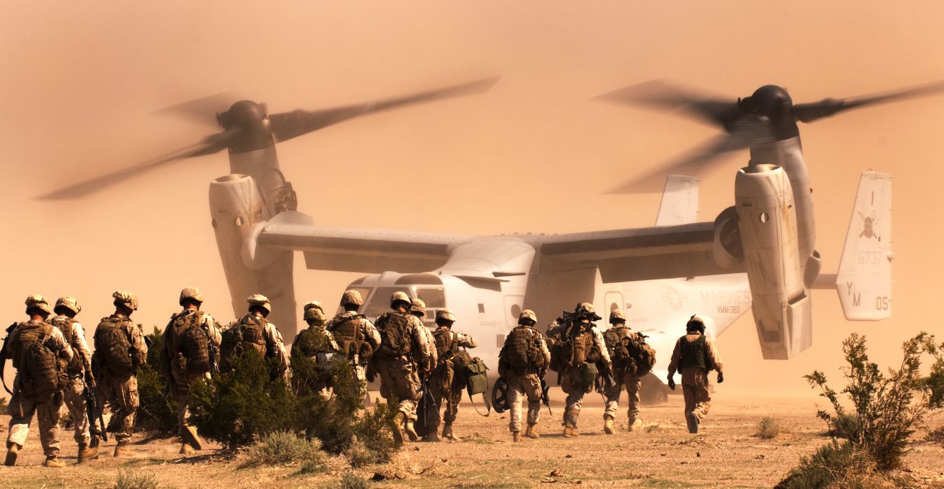 Soldier Marines Bell V Osprey A Tiltrotor The Desert Military
