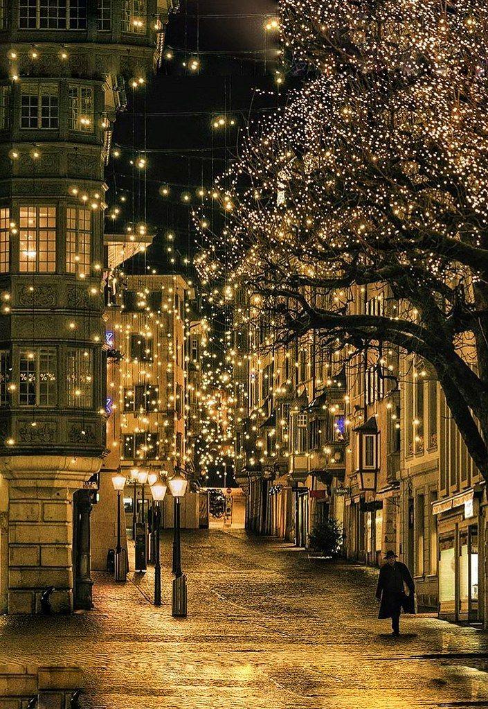 Christmas Schweiz Schaffhausen Night In Street Winter