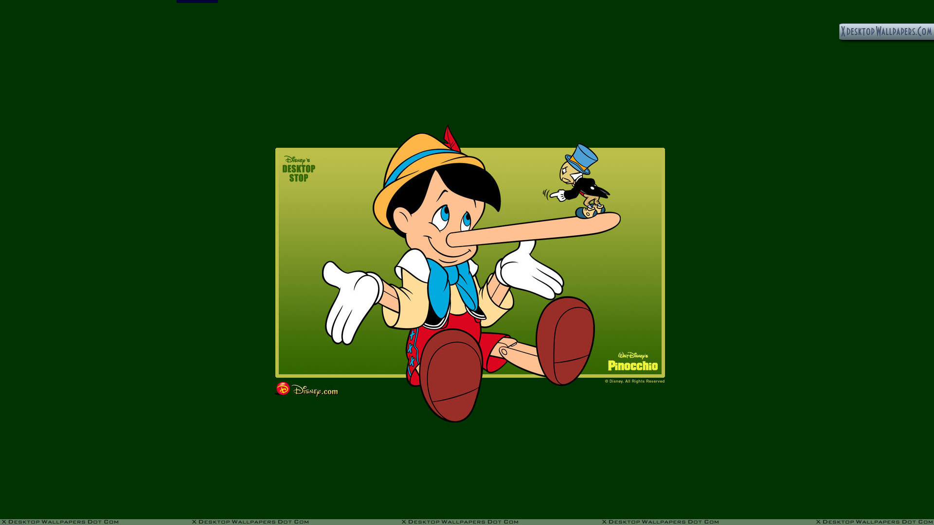 Pinocchio Green Background Wallpaper