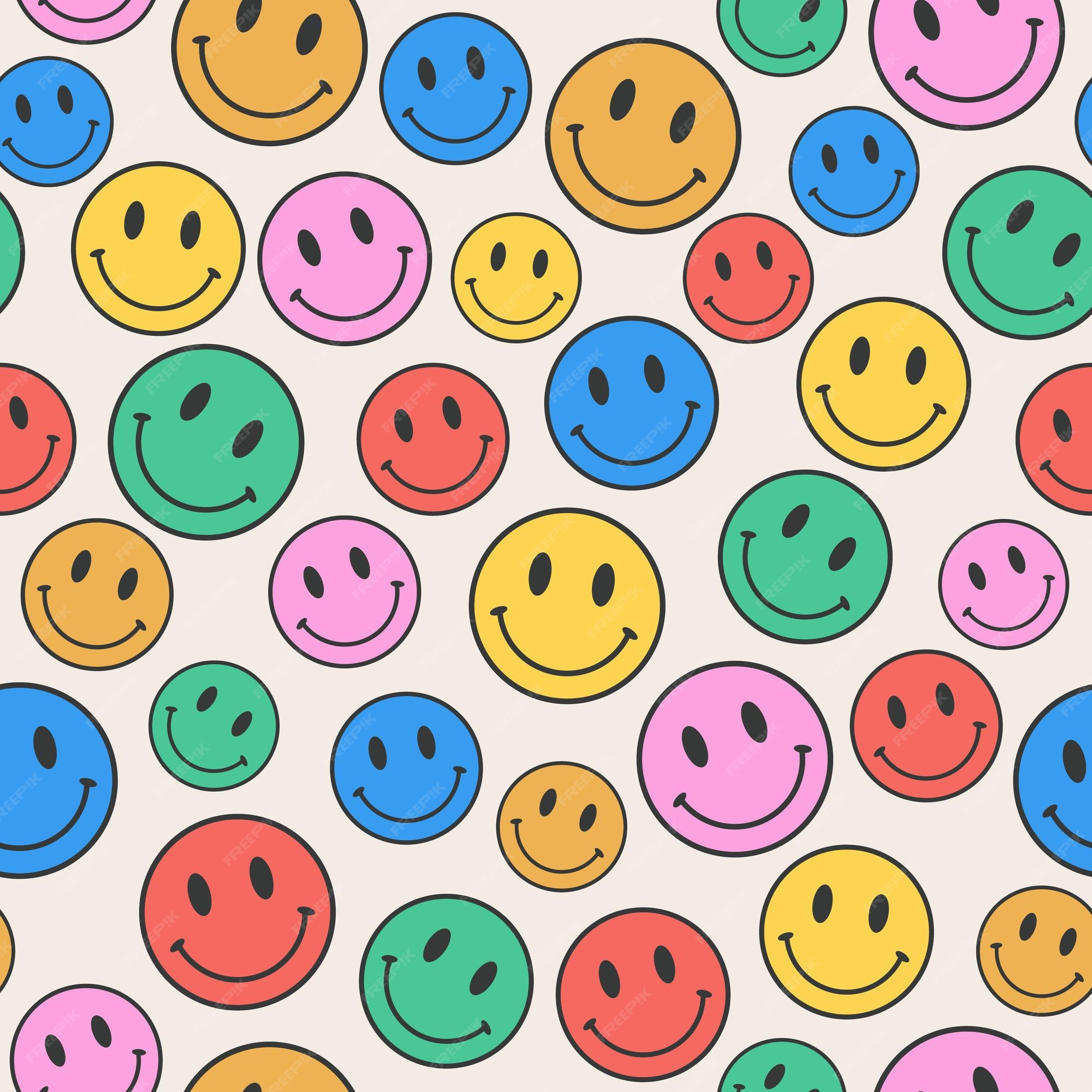 Colorful Smiley Face Pattern Wallpaper