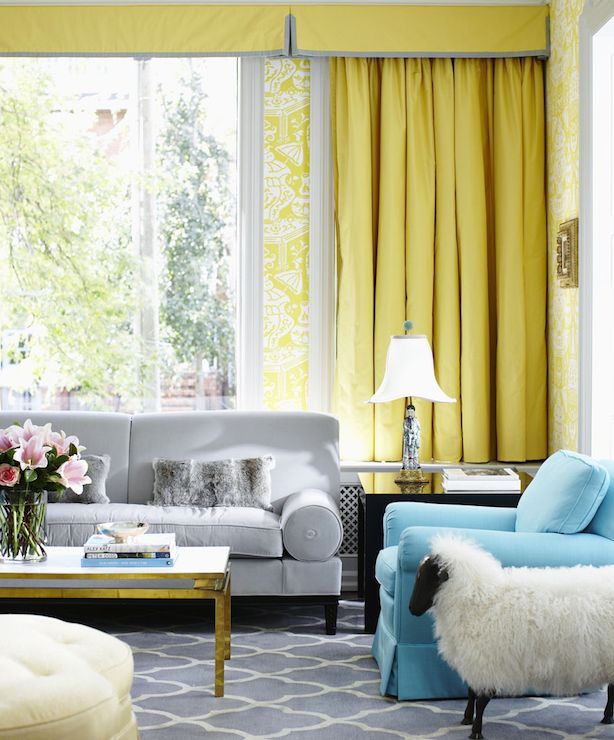 Living Room With Yellow Wallpaper The Vase By David Hicks Canary