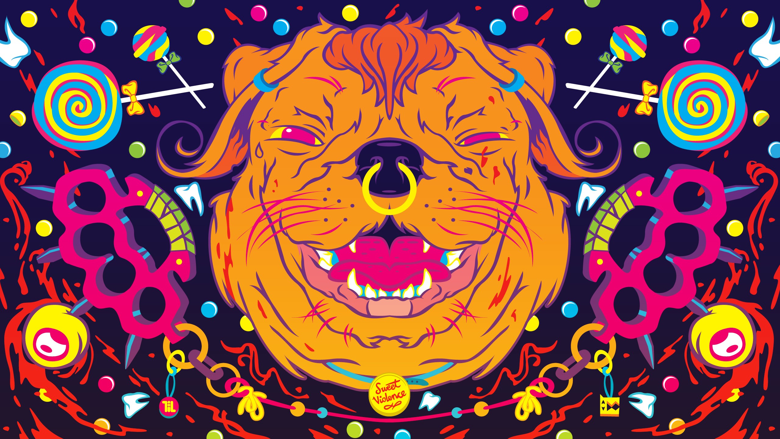 Dogs Psychedelic Color Art Abstract Wallpaper