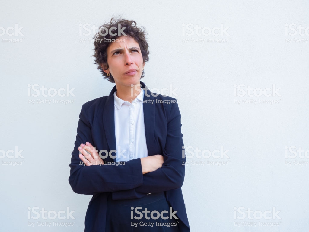 Pensive Confident Businesswoman Thinking Over Solution Stock Photo