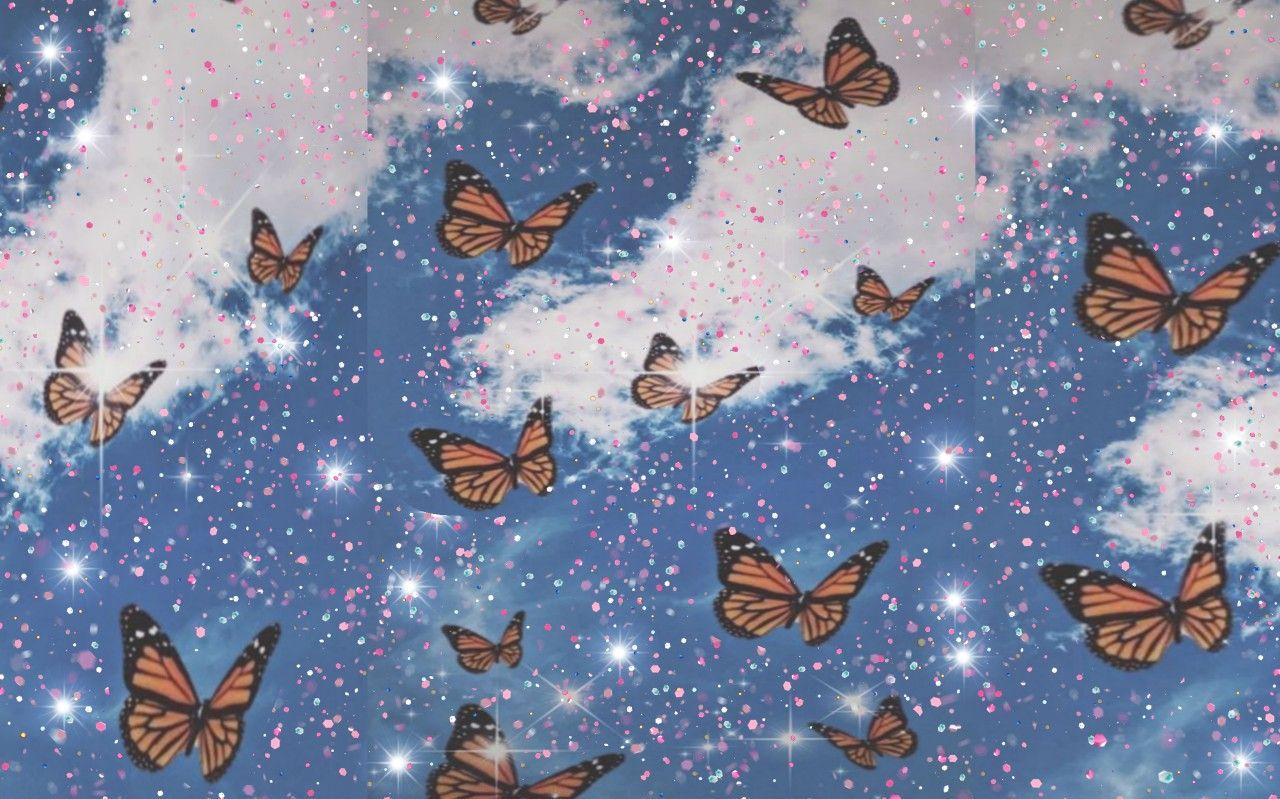 Aesthetic Butterflies Desktop Wallpaper Rainbow iPhone