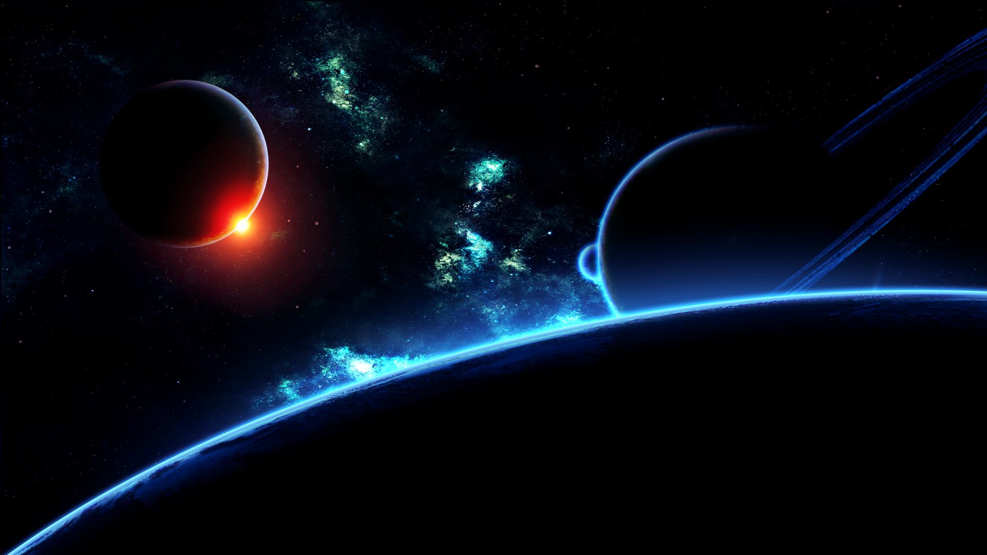 Black Wallpaper With Space Scenery And Image
