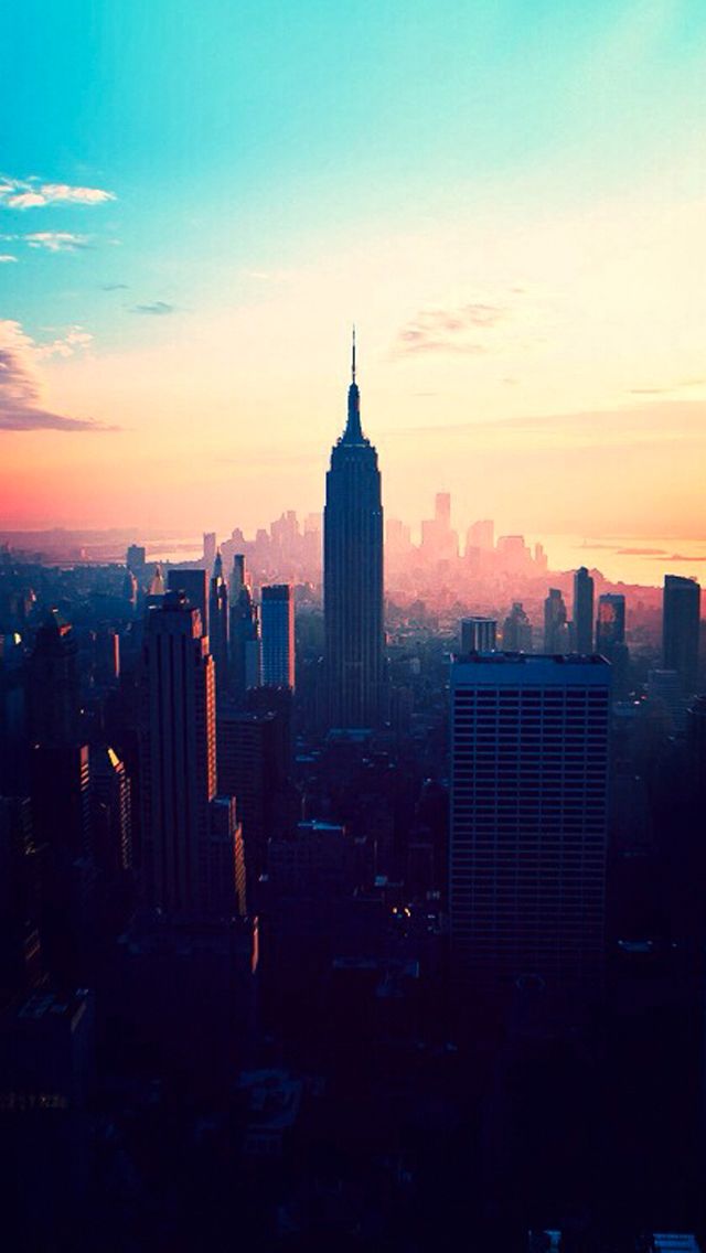 Colorful New York City Skyline iPhone Wallpaper Nature