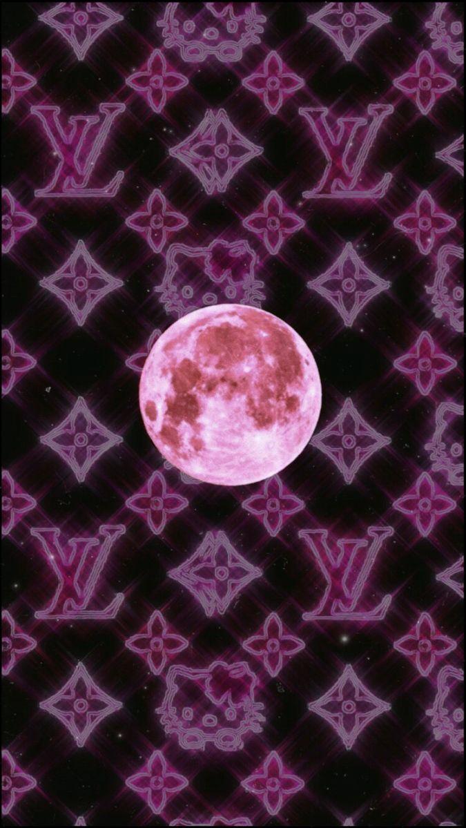 Lv Neon Hello Kitty Moon Wallpaper