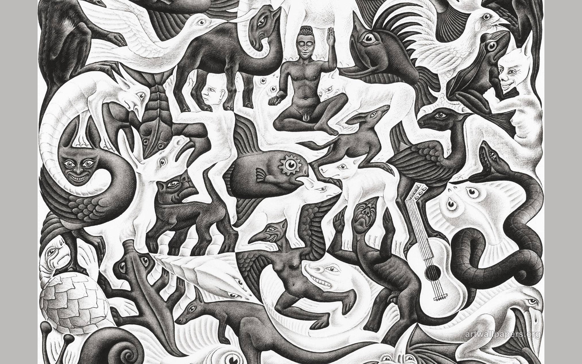 Art Background Puter Escher Wallpaper HD Desktop