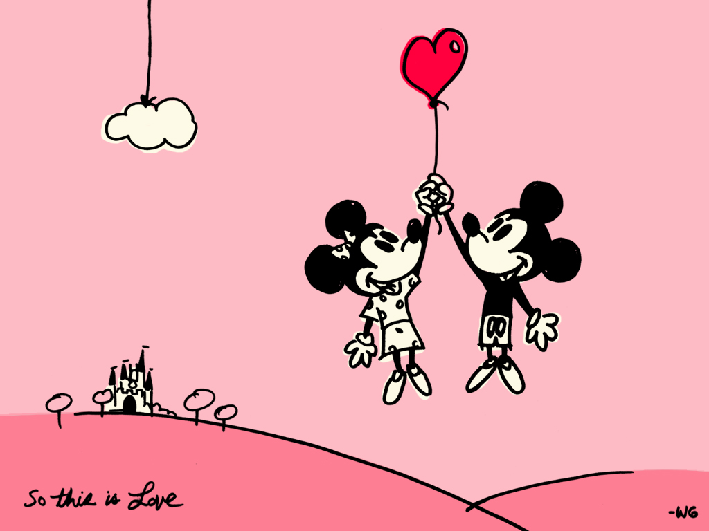 Cute Mickey And Minney Valentines Day Wallpaper