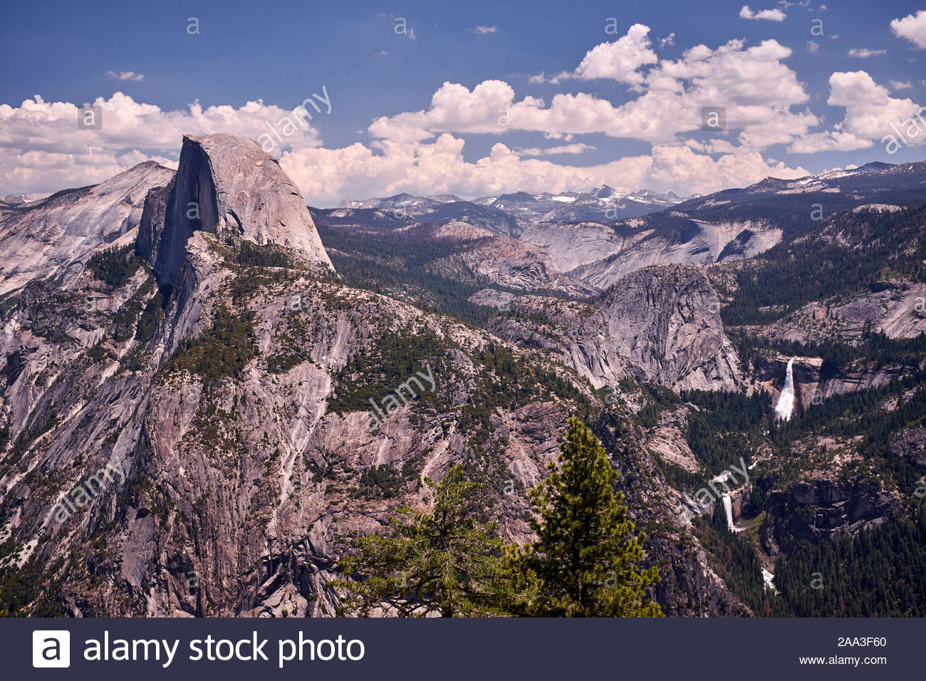 Half Dome With Nevada And Vernal Falls In The Background Yosemite