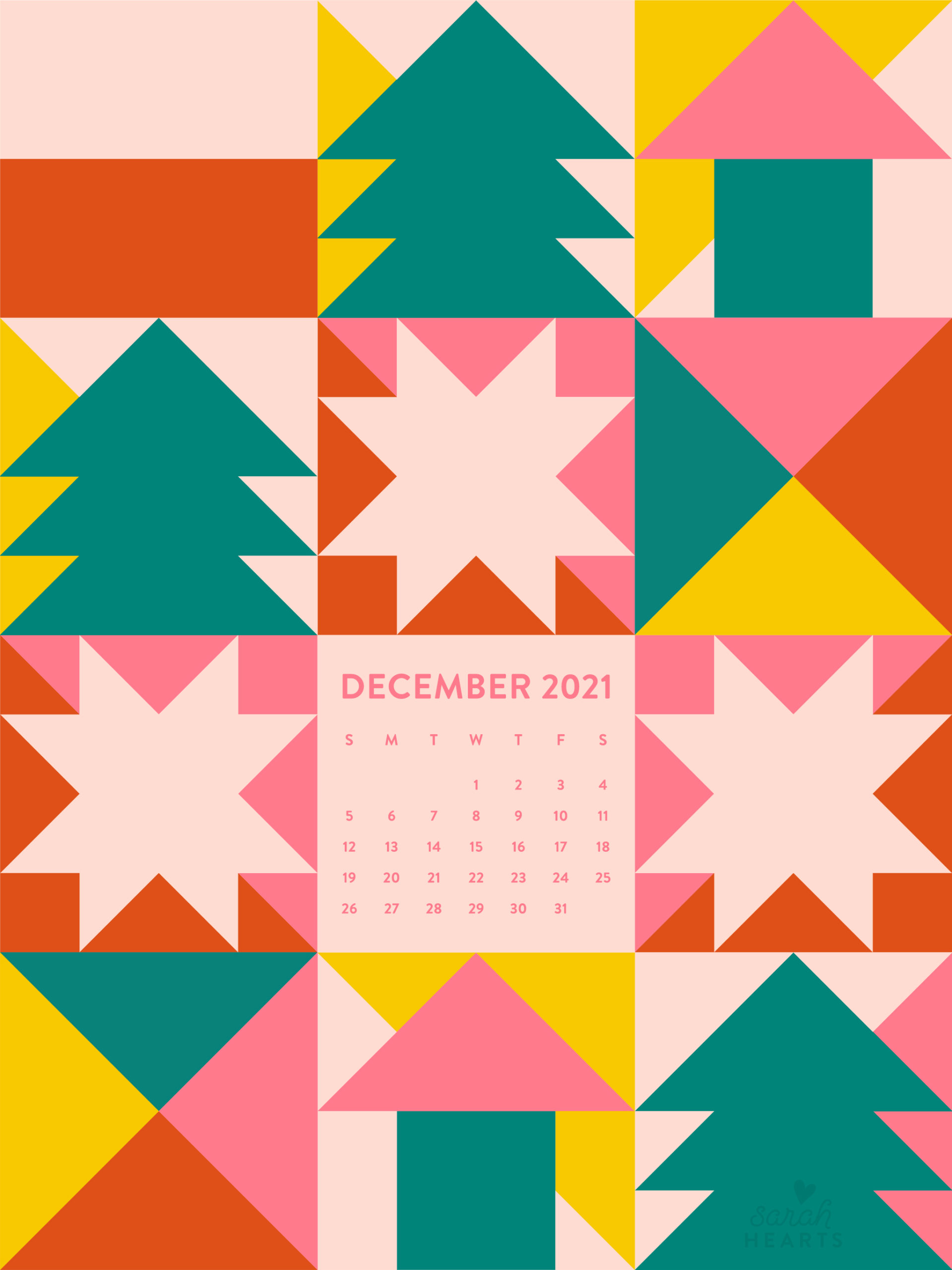 December Calendar Wallpaper By Sarah Hearts
