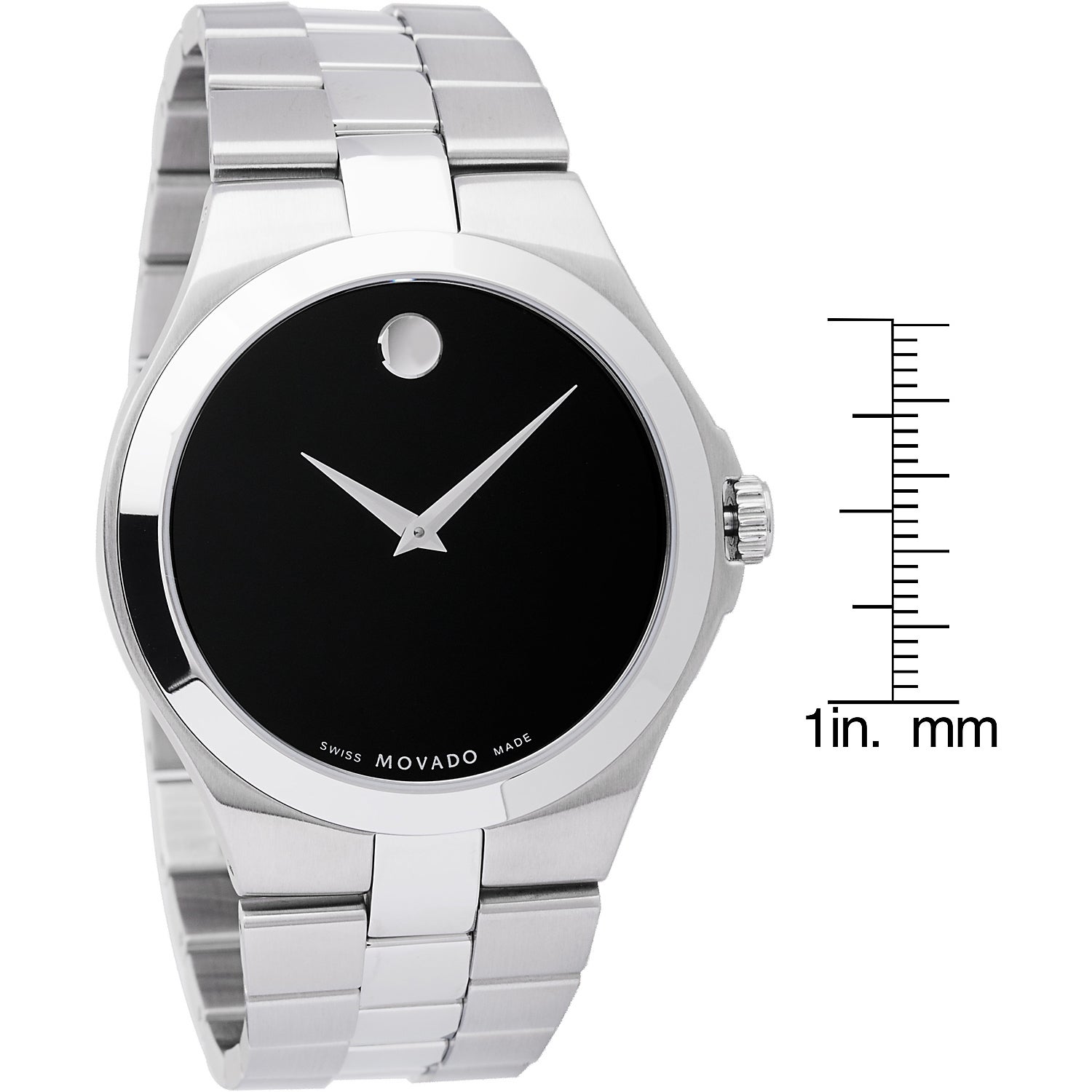 Shop Movado Men S Stainless Steel Black Dial Watch Silver