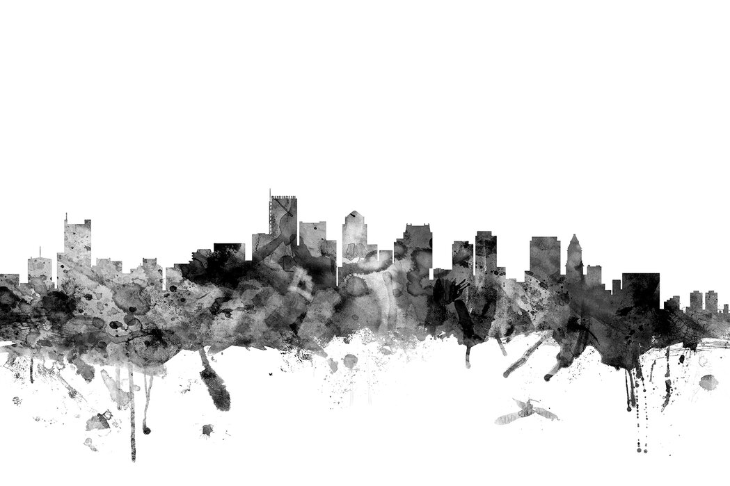 Boston Massachusetts Skyline Black Decorate With A Wall Mural