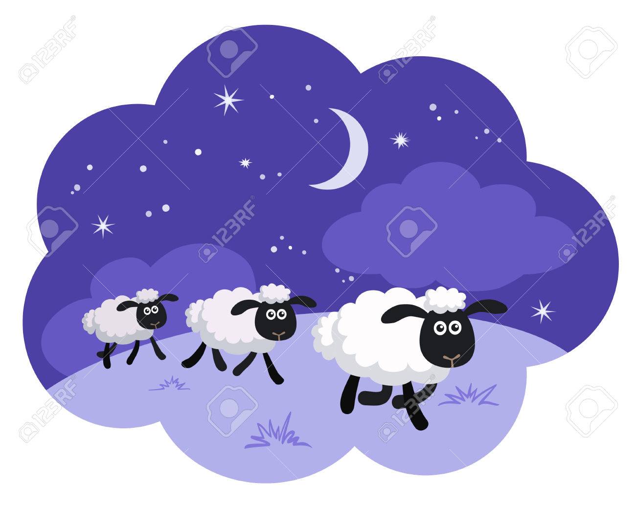 Counting Sheep In The Night Background A Dream Bubble Isolated