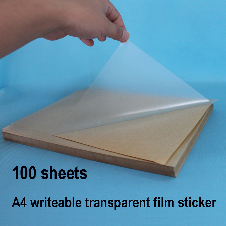 Pack A4 Self Adhesive Writeable Printable Blank Transparent Clear