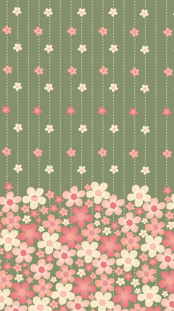 Phone Wallpaper Green And Pink Floral Design Cute Flower
