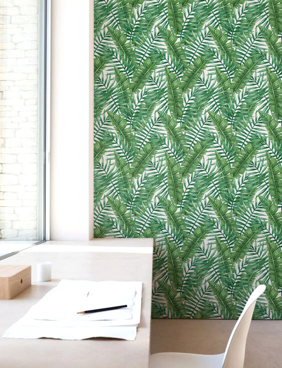 Removable Wallpaper Watercolour Palm leaf Wallpaper Self adhesive 564x737