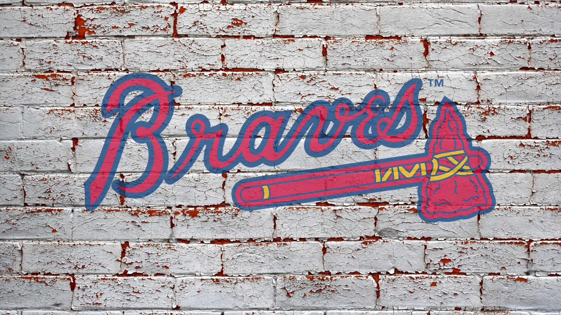 Brick Wallpaper Grey Logo Atlanta Braves