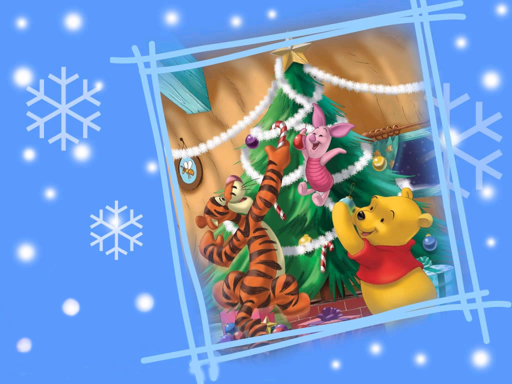 With Any Of These Displayed Winnie The Pooh Christmas Background
