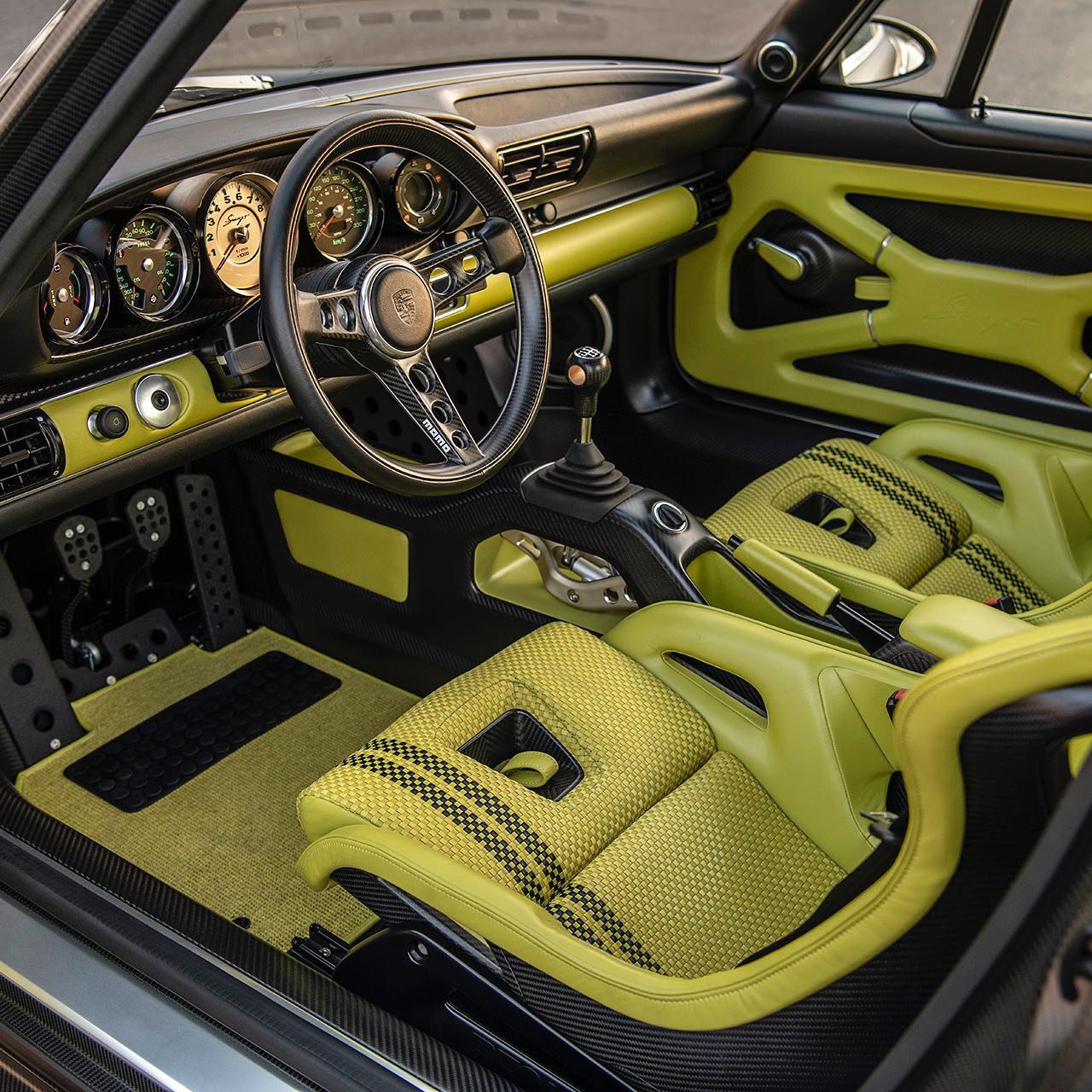 Naples Porsche Dls By Singer Has Visible Carbon Fiber And Lime Green Touches Wallpaper