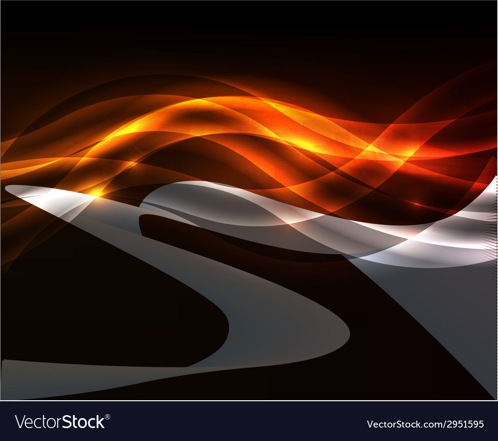Orange Light Wave On Black Background Royalty Vector