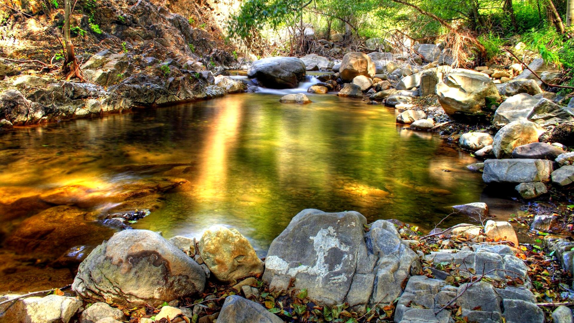 Creek Sunny Day Stones Wallpaper And Image Pictures