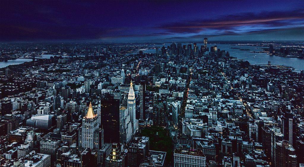 New York City Night Aerial Wallpaper