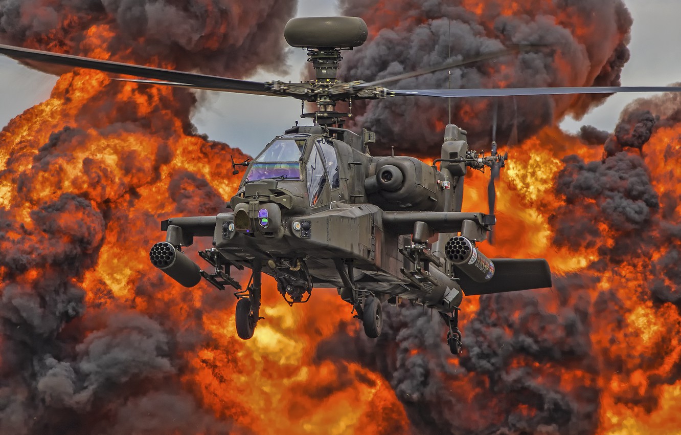 Wallpaper Fire Helicopter Blades Apache Ah 64d Image For