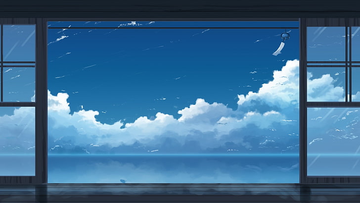 Blue Anime Scenery Wallpaper 4k