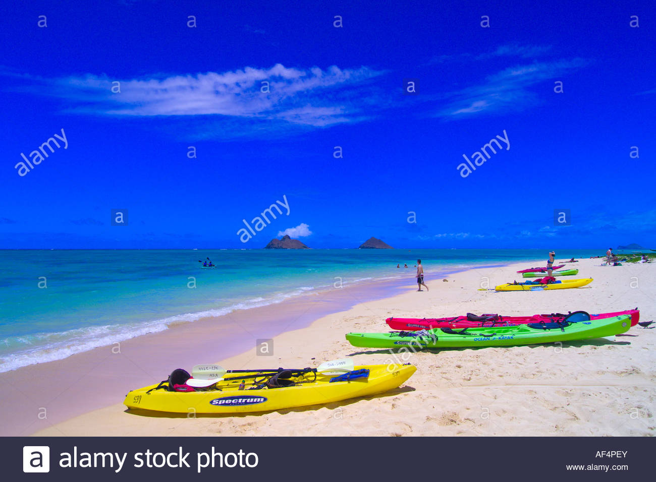 Sea Kayaking Lanikai Beach Near Kailua Moku Lua Island In