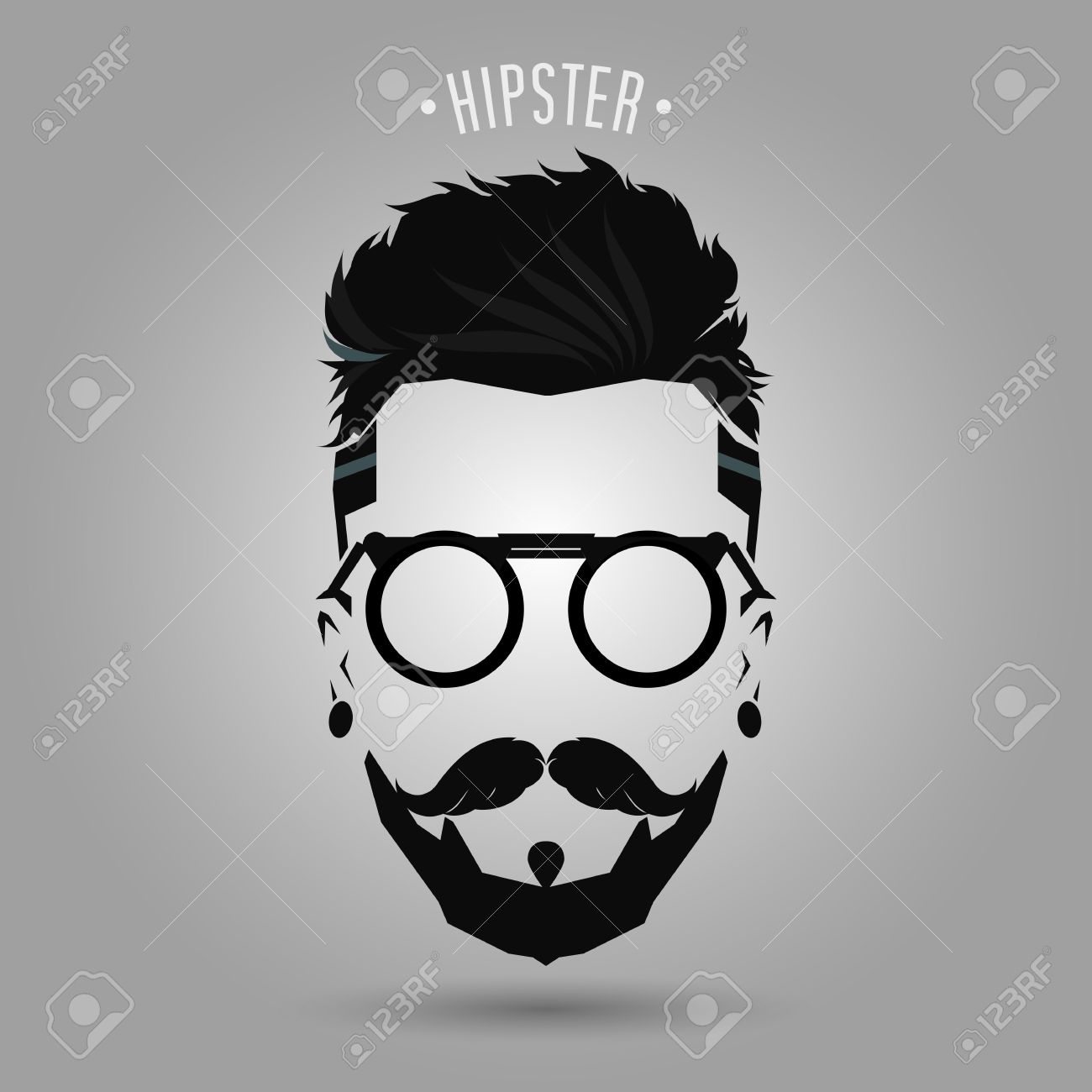 Hipster Men Beard Style Symbol On Gray Background Royalty