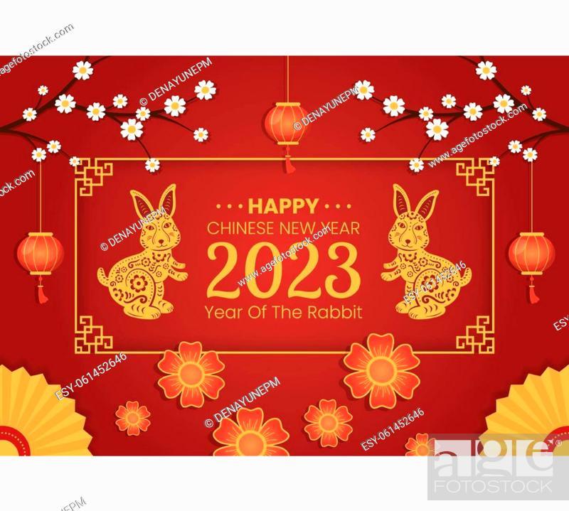 Chinese Lunar New Year Day Of The Rabbit Zodiac Sign Template