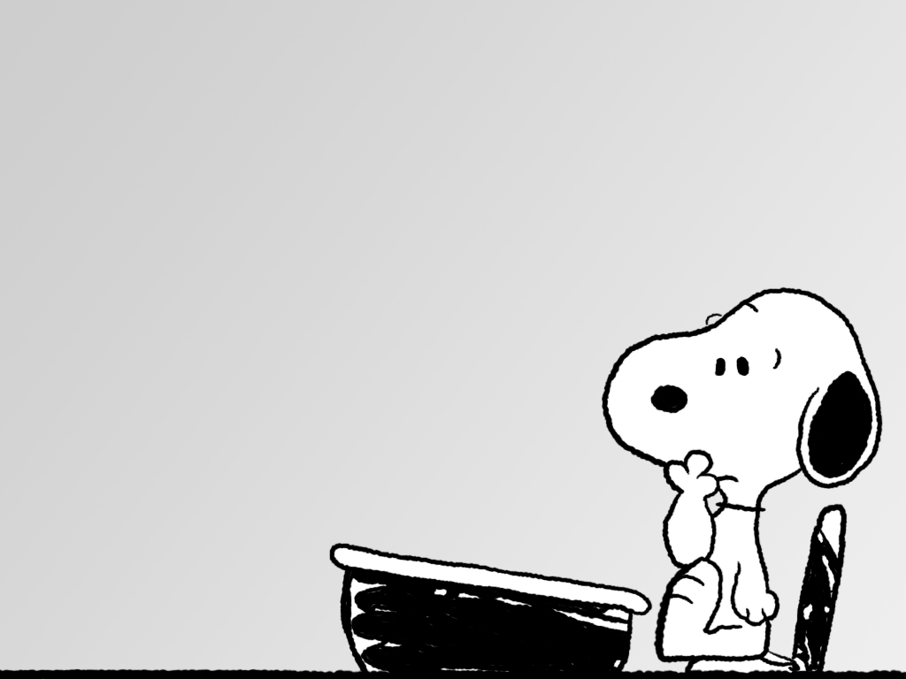 Snoopy At Desk Peanuts Wallpaper