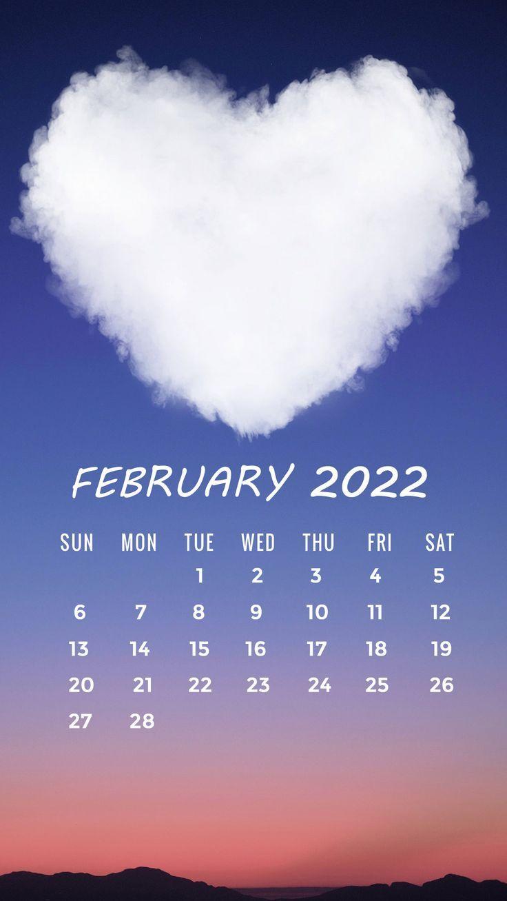 February Wallpaper Calendar With Valentines Day Background