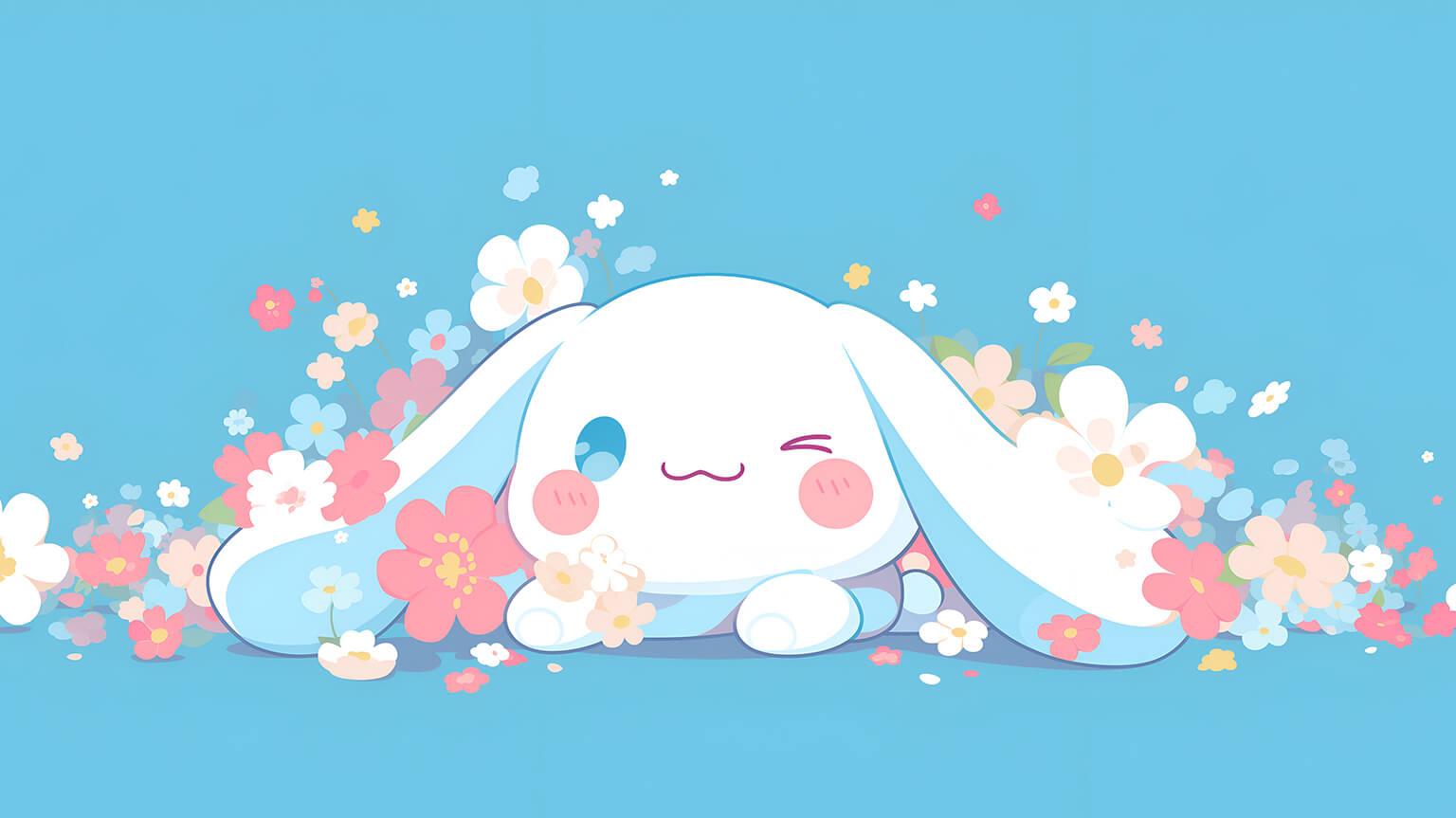 🔥 Download Sanrio Cinnamoroll And Flowers Blue Desktop Wallpaper In 4k ...