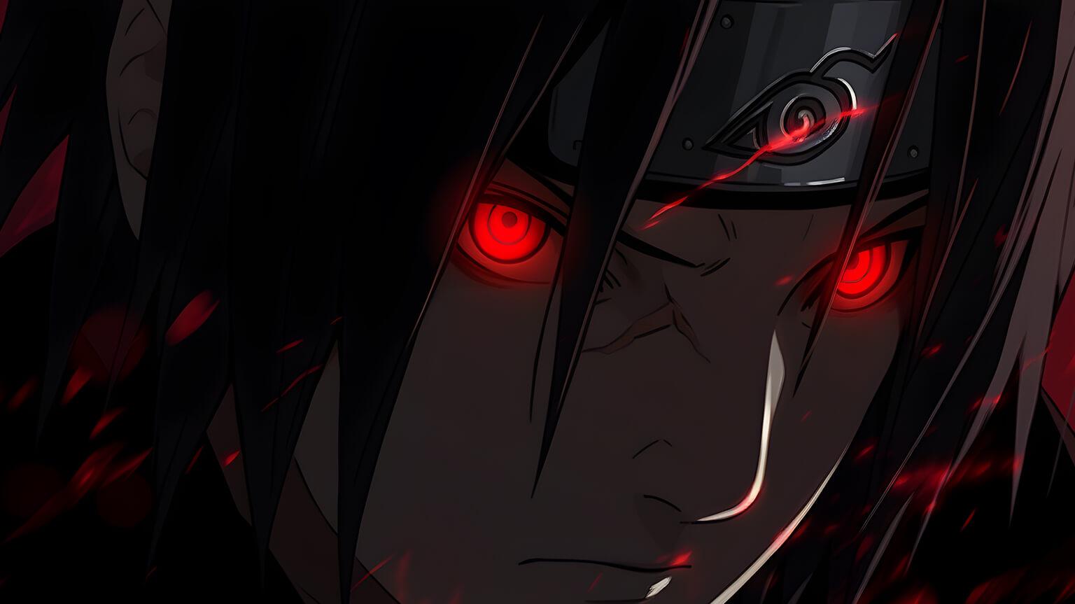 Naruto Itachi With Red Eyes Desktop Wallpaper