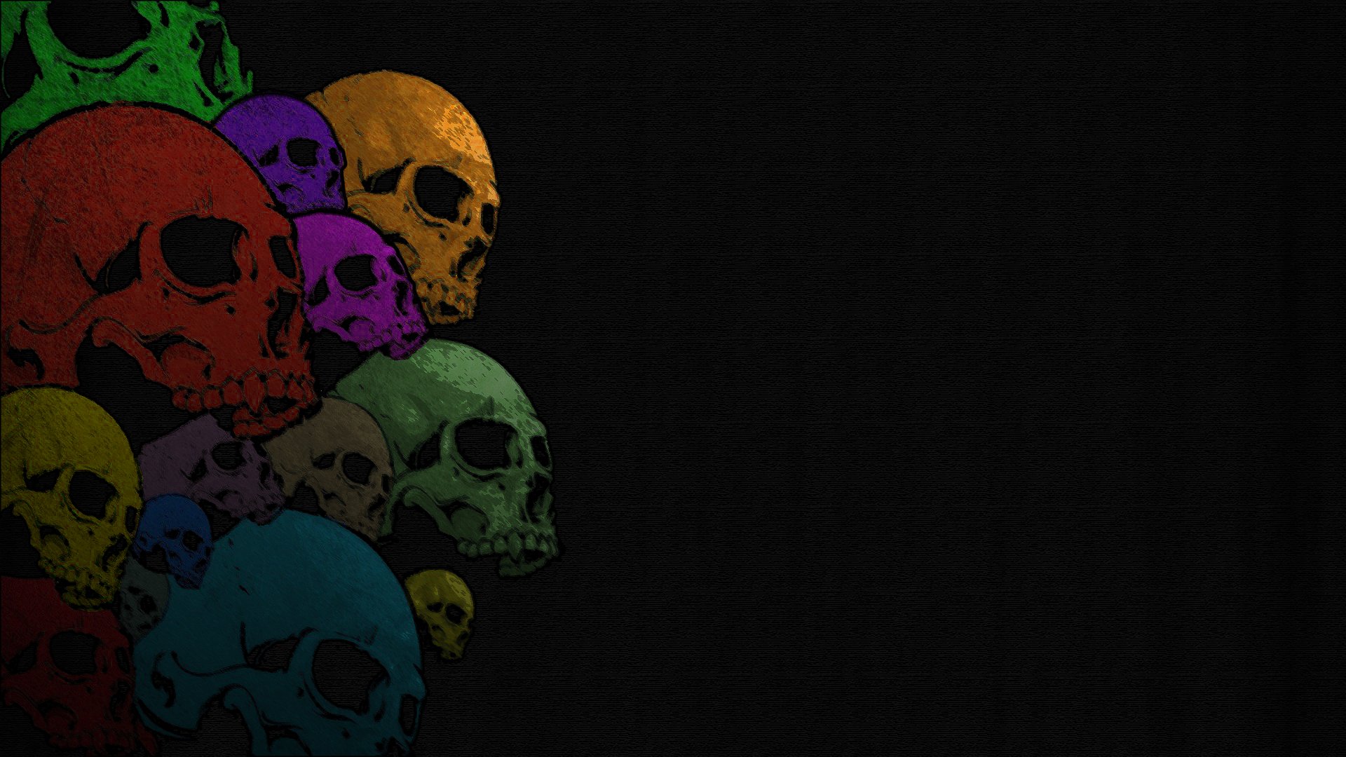 A collection of colorful skulls on a dark background, perfect for a skull wallpaper