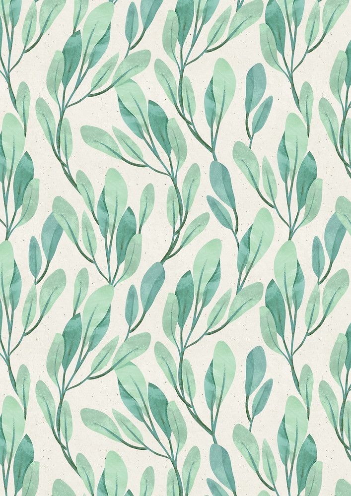 Simple Teal Green Leaves By Irtsya Pattern