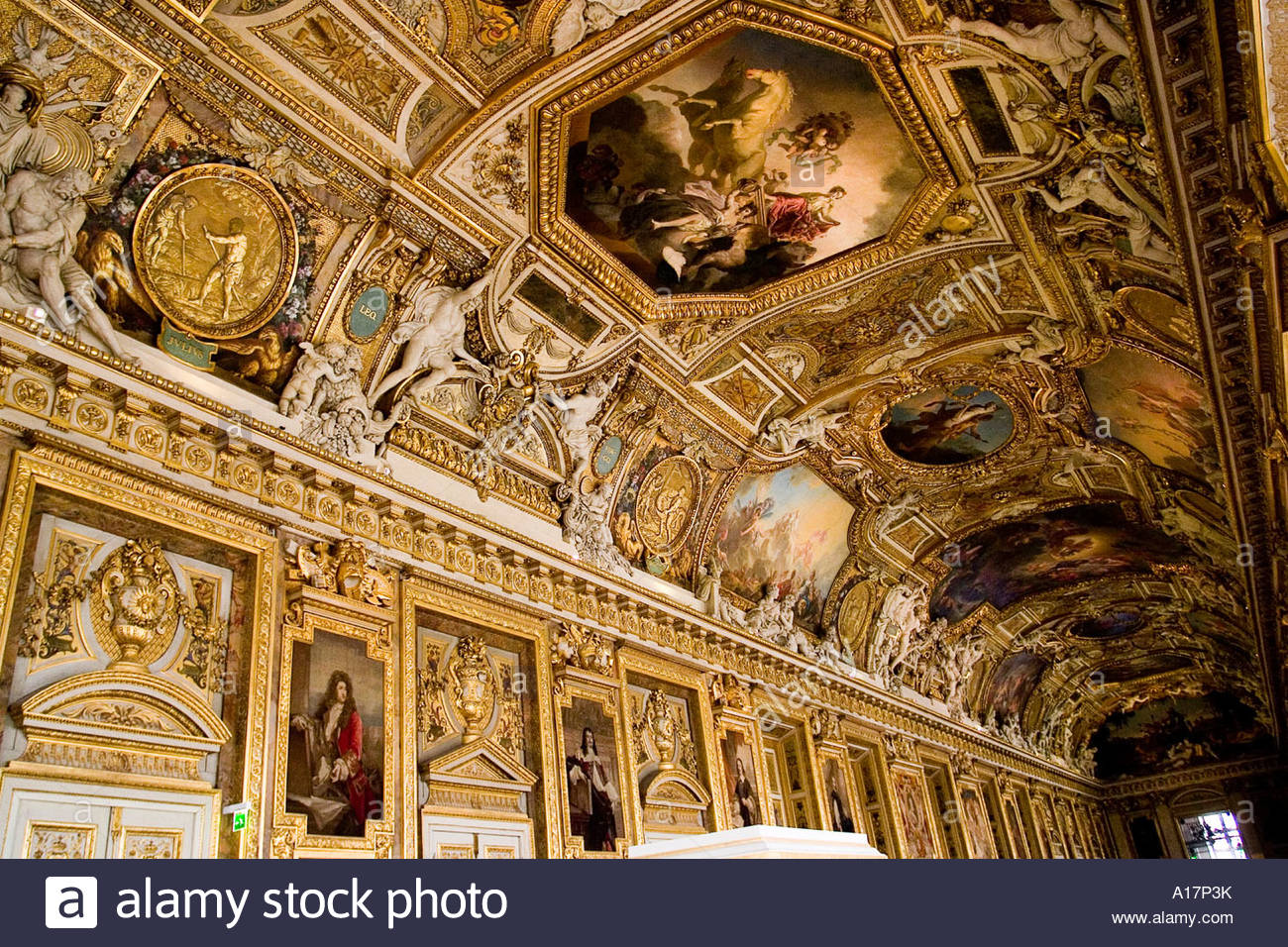 Ceiling Inside The Musee Du Louvre Paris France Stock Photo